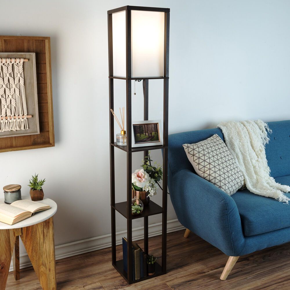 Timberlake Etagere Style Floor Lamp with 3 Tiers in Brown, , large