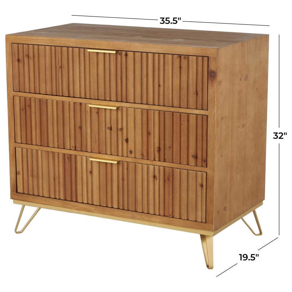 Maple and Jade 3-Drawer Room Chest in Matte Brown and Gold, , large