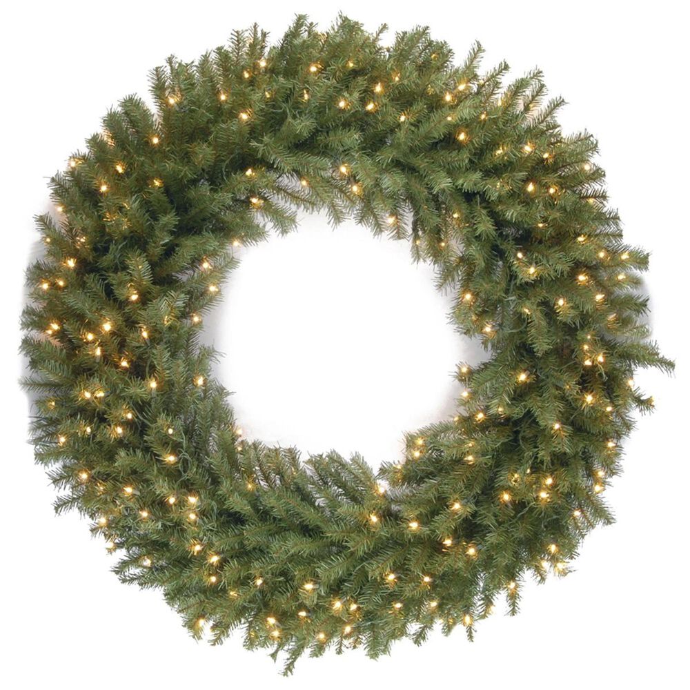 National Tree 48" Norwood Fir Wreath with Warm White LED Lights, , large