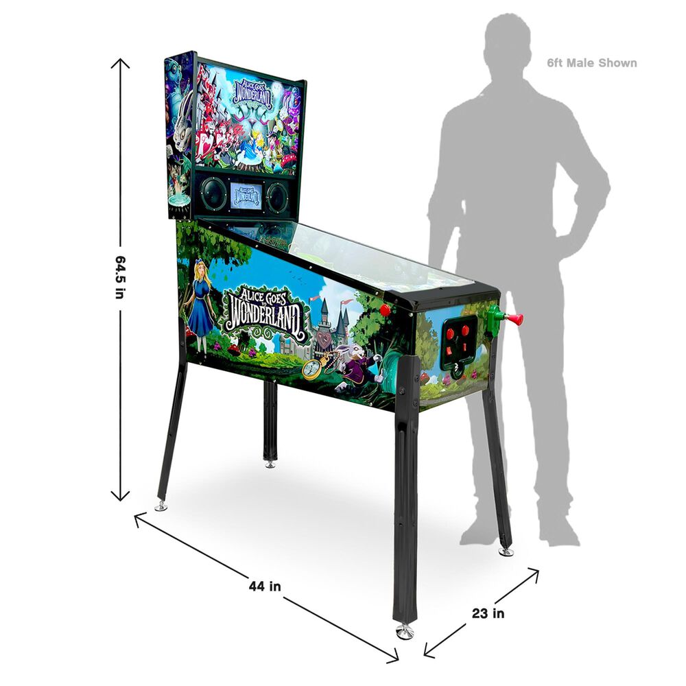 Wonderland Amusements Alice Goes to Wonderland Pinball Machine in Black, , large
