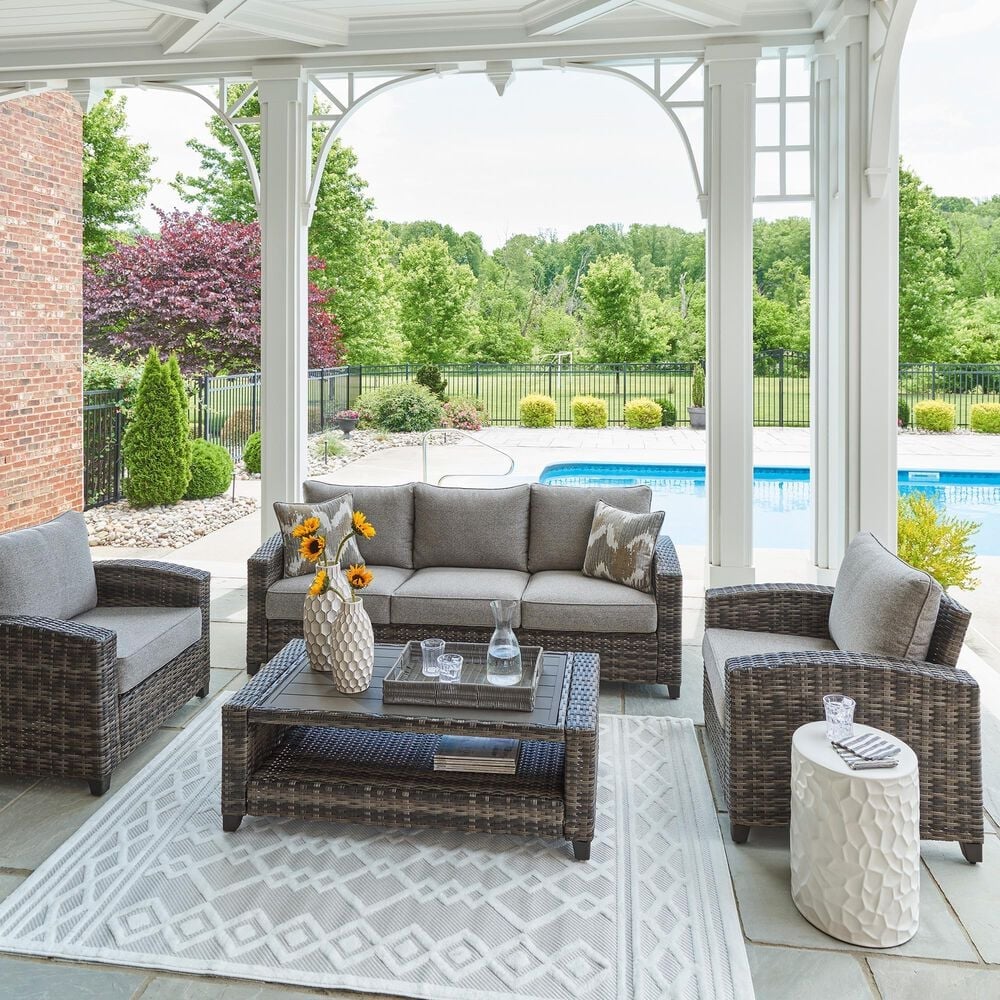 Ashley Oasis Court 4-Piece Patio Conversation Set in Gray, , large