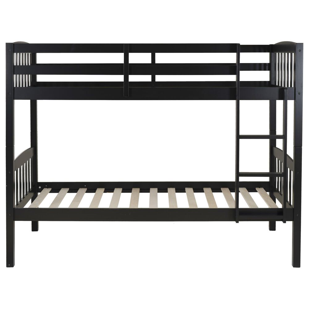Linon Home Decor Perryton Twin Over Twin Bunk Bed in Sleek Black, , large