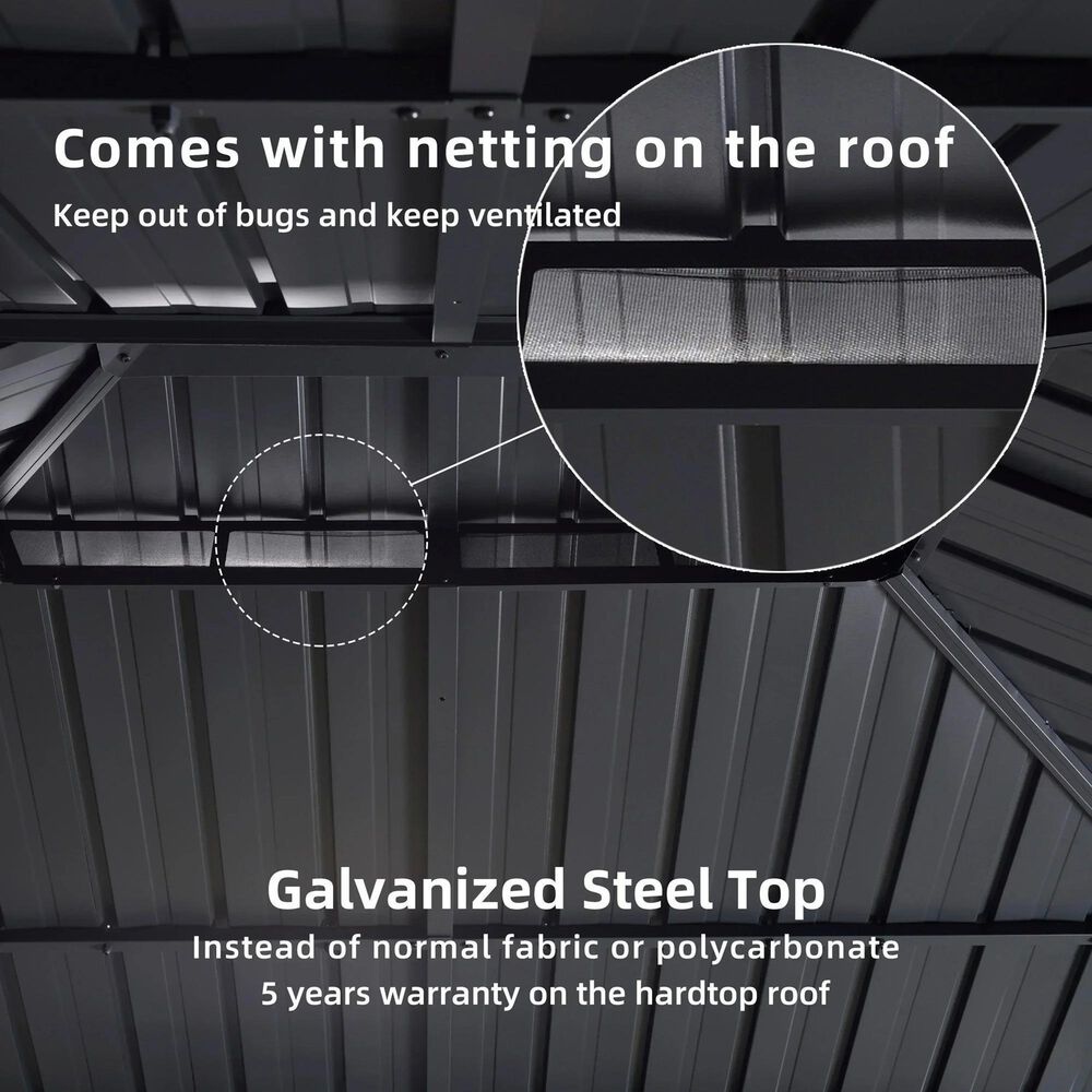 HOMLUX 13-ft x 13-ft Hardtop Roof Patio Gazebo in Gray with Hardtop Roof (Screen Included), , large