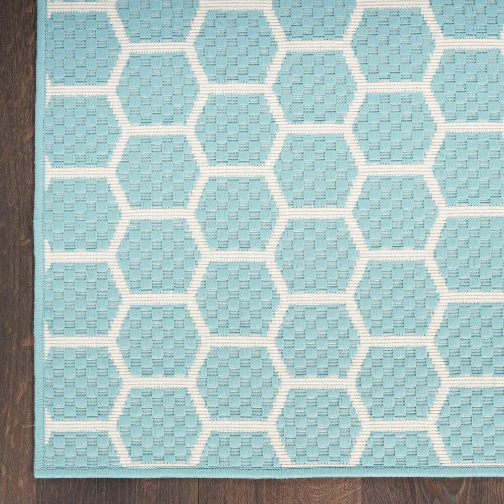 Nourison Twist Reversible 2&#39; x 6&#39; Aqua Indoor/Outdoor Runner, , large
