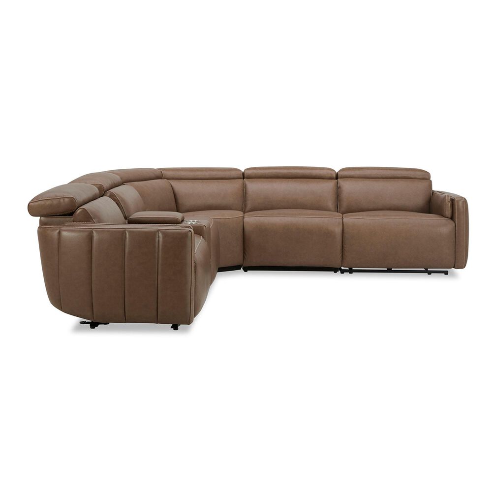Interlochen 6-Piece Power Reclining Leather Sectional with Power Headrest in York Chestnut, , large