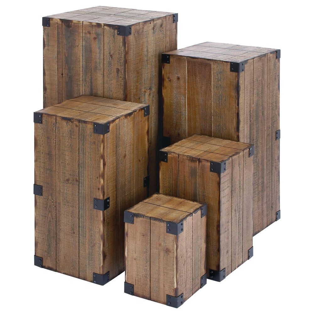 Maple and Jade Assorted Pedestals in Brown (Set of 5), , large