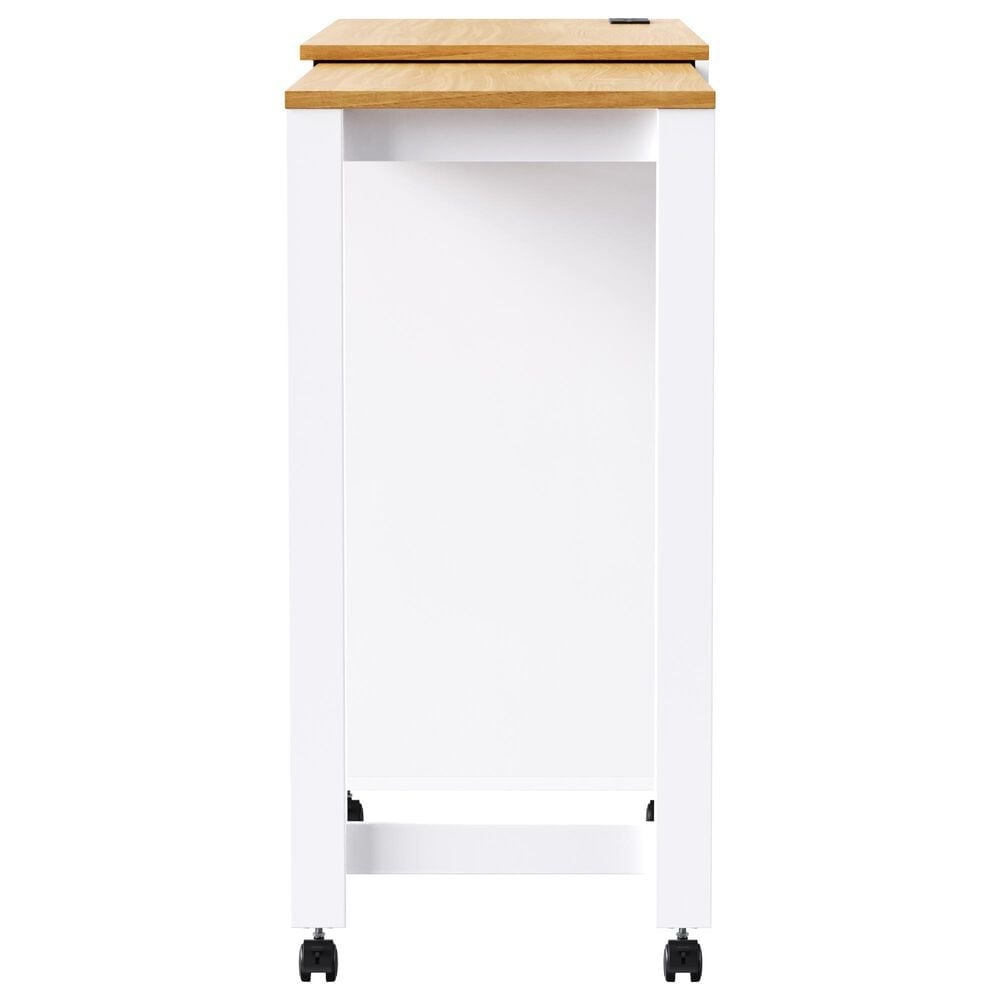 HOMLUX 74.8" Kitchen Island with Extendable Dining Table in White and Natural, , large