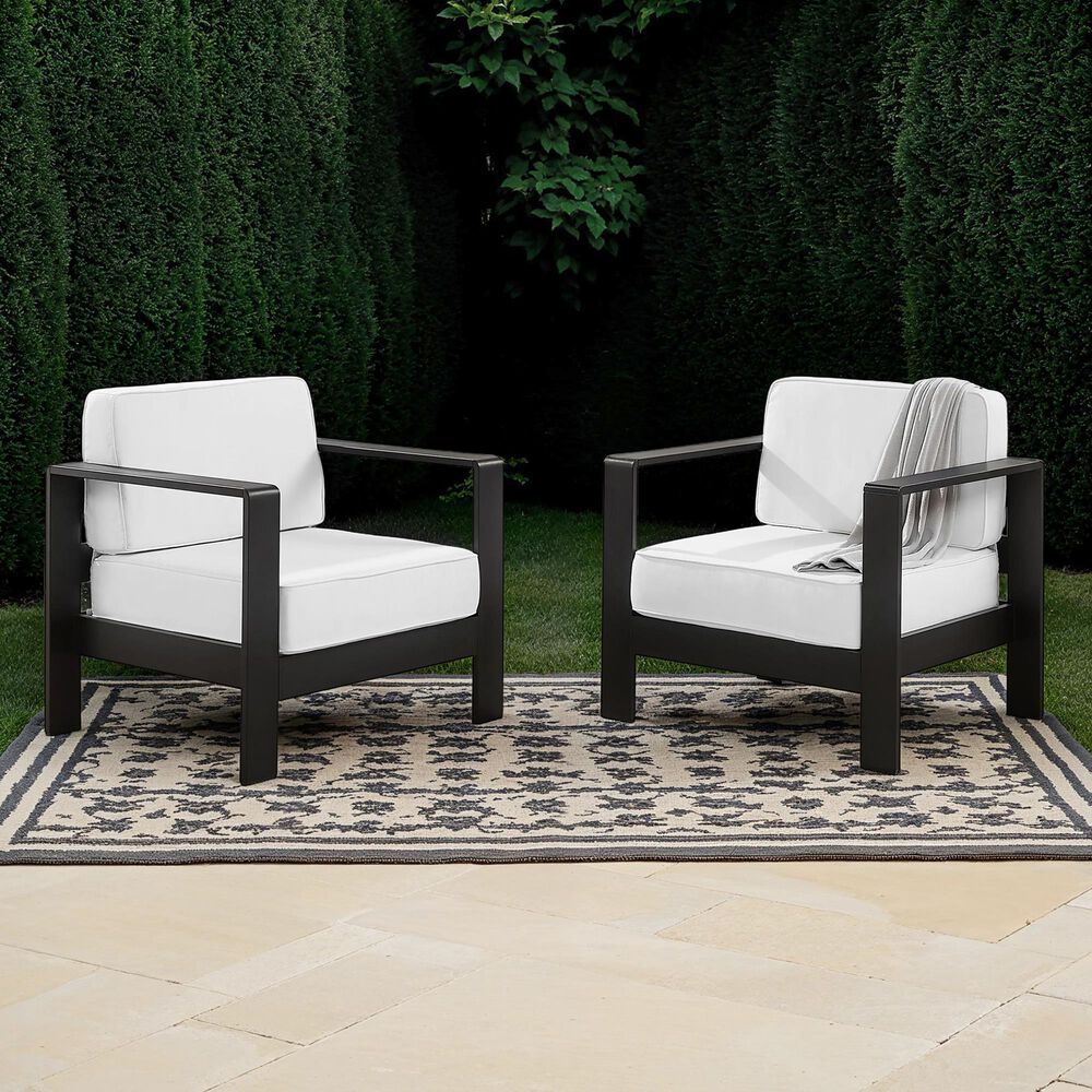 Linon Home Decor Karah Patio Arm Chair in White (Set of 2), , large