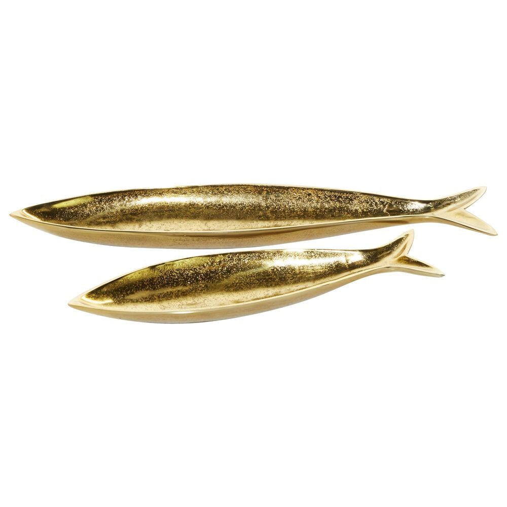 CosmoLiving by Cosmopolitan Contemporary Aluminum Trays in Gold (Set of 2), , large