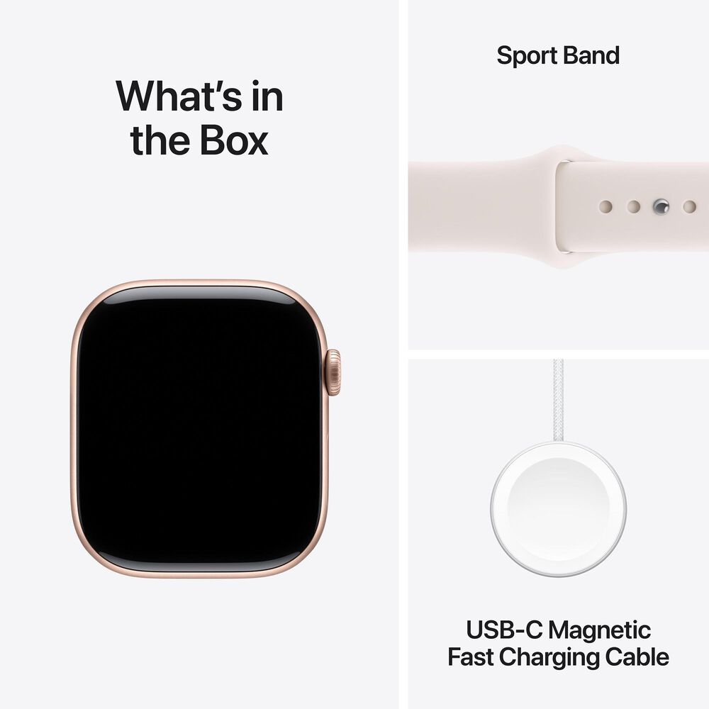 Apple Watch Series 11 (GPS+Cellular) 46mm Aluminum Case with Light Blush Sport Band - M/L in Rose Gold and 2-Year AppleCare+, , large