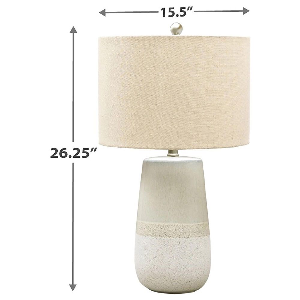 Ashley Shavon Table Lamp in Beige and White, , large
