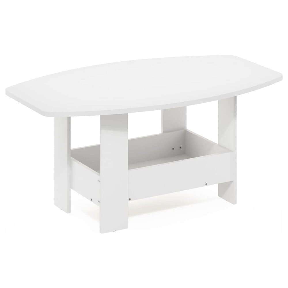 HOMLUX 2-Tier Oval Coffee Table in White, , large