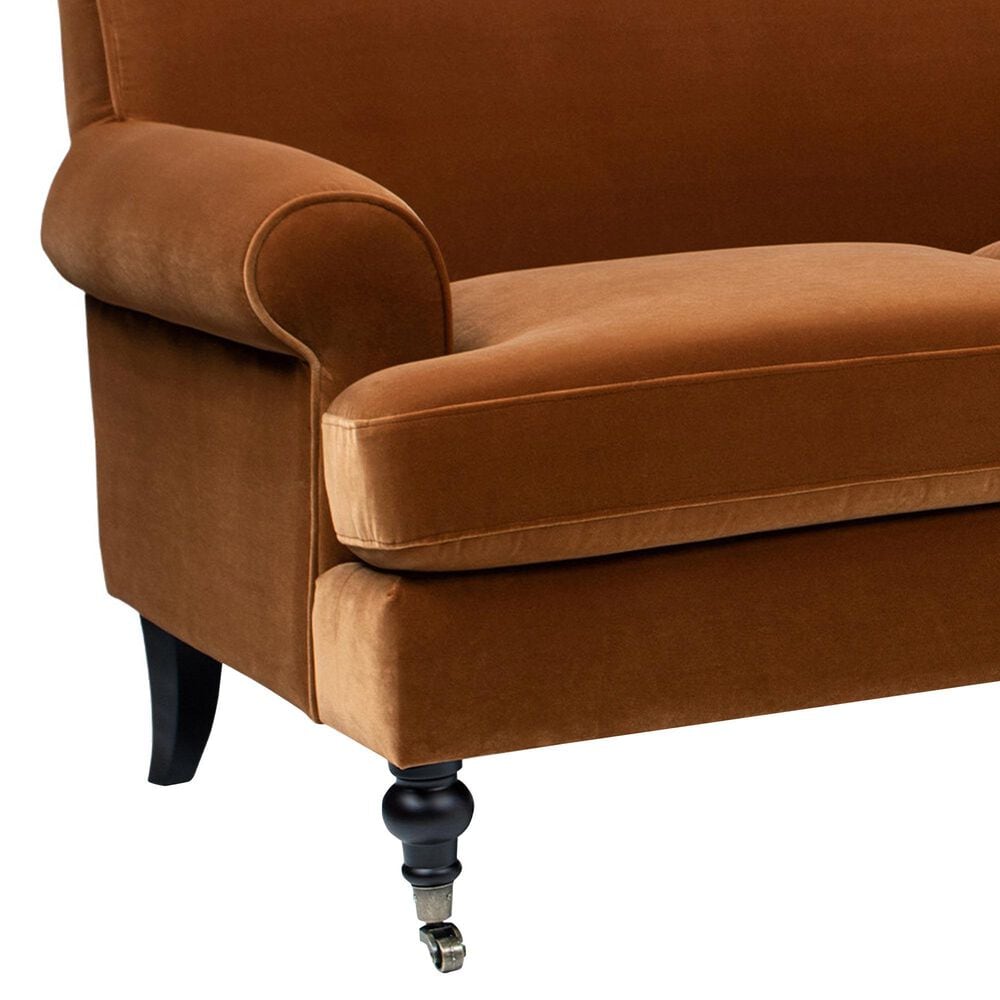 Jennifer Taylor Home Alana Stationary Sofa in Burnt Orange Velvet, , large