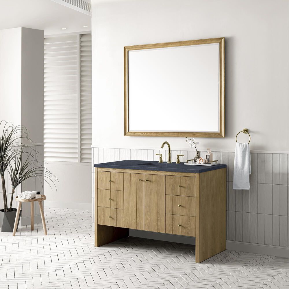 James Martin Vanities Hudson 48&quot; Single Bathroom Vanity in Light Natural Oak with 3 cm Charcoal Soapstone Quartz Top and Rectangular Sink, , large