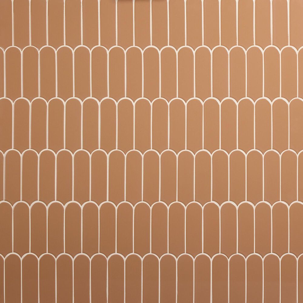 Dal-Tile Artefino Vintage Morganite 2" x 6" Fish Scale on 12" x 13" Porcelain Mosaic Sheet, , large