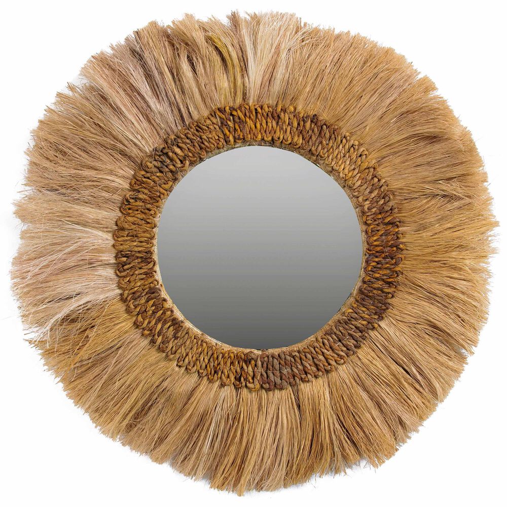 Tov Furniture Aztex Round Wall Mirror in Natural, , large