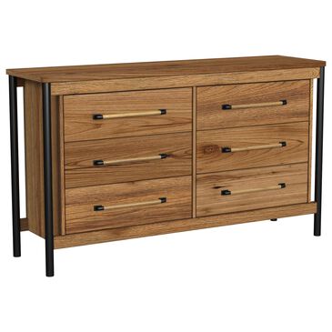 Hawthorne Furniture Norcross 6-Drawer Dresser in Hickory and Black, , large