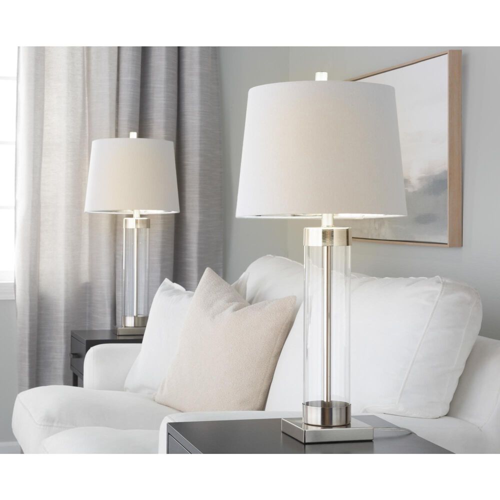LumiSource Glacier Glass Table Lamp in Clear and Brushed Nickel (Set of 2), , large