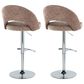 LumiSource Renee Adjustable Swivel Bar Stool with Brown Fabric Upholstery in Chrome (Set of 2), , large