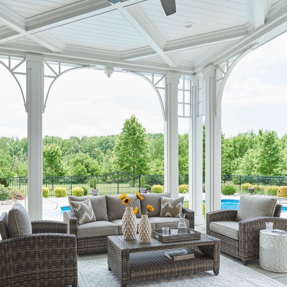 Ashley Oasis Court 4-Piece Patio Conversation Set in Gray, , large