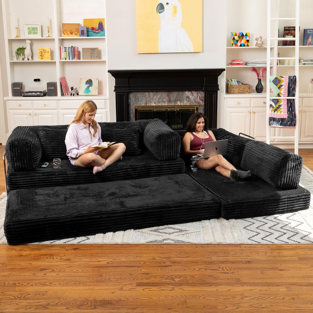 Jaxx Unsofa 2-Piece Modular Right Facing L-Shaped Sectional in Black, , large
