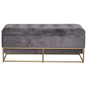 Maple and Jade Glam Storage Bench in Grey, , large
