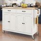 HOMLUX 54" Kitchen Island Cart with Solid Wood Top and Locking Wheels in White, , large