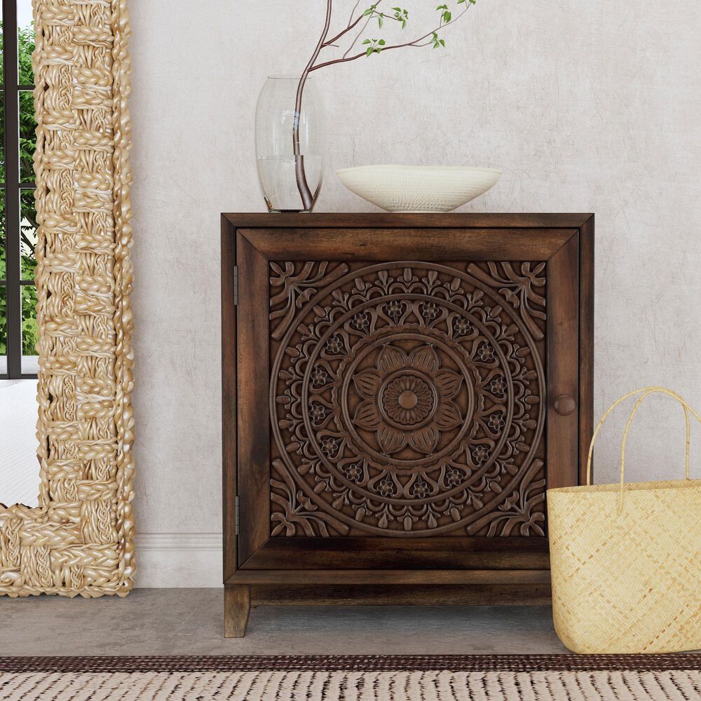 Linon Home Decor Grace Cabinet in Dark Brown, , large