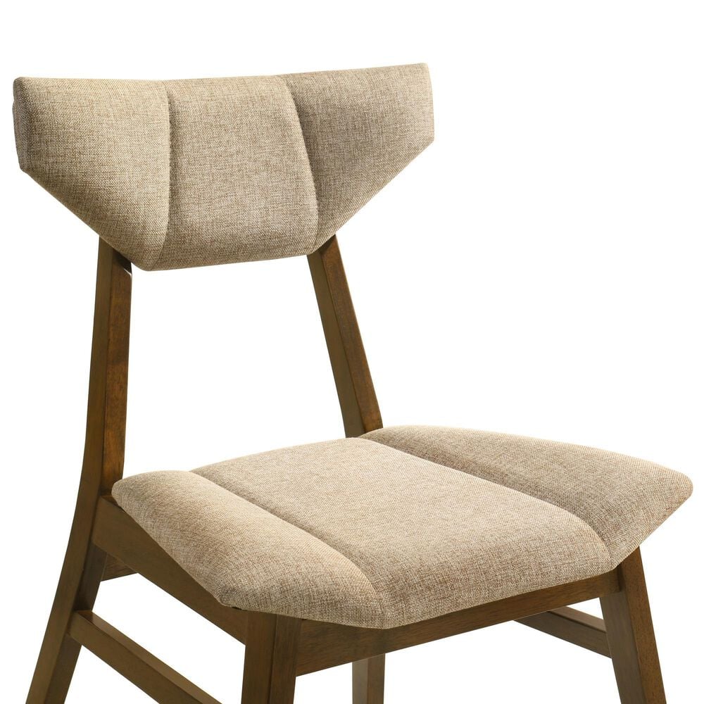 Armen Living Amaris Side Chair with Sand Upholstery in Warm Walnut (Set of 4), , large