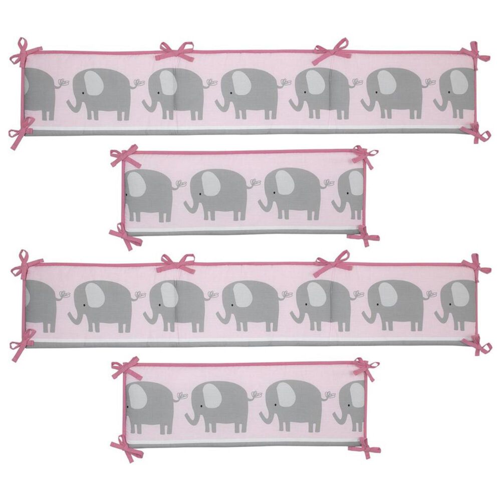 Lambs and Ivy Eloise 4-Piece Baby Crib Bumper in Pink and Gray, , large