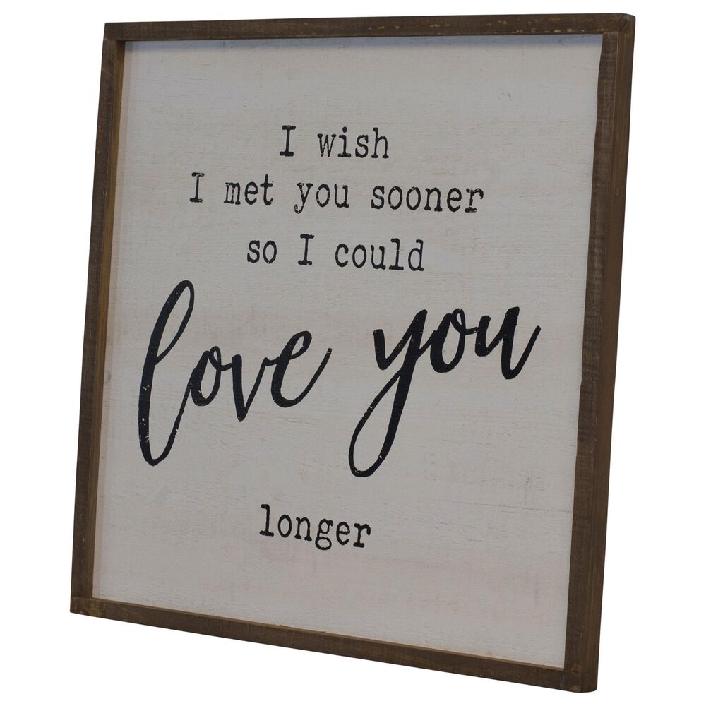 VIP Home and Garden "Love You Longer" Wood Sign in Brown/White/Black, , large