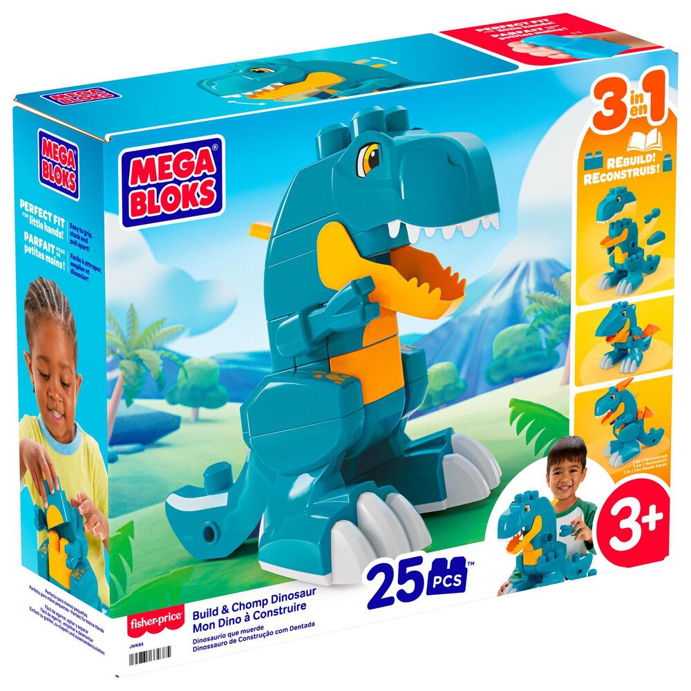 Mega Bloks Chomp Dinosaur T-Rex Building Set with Rolling Wheels, , large