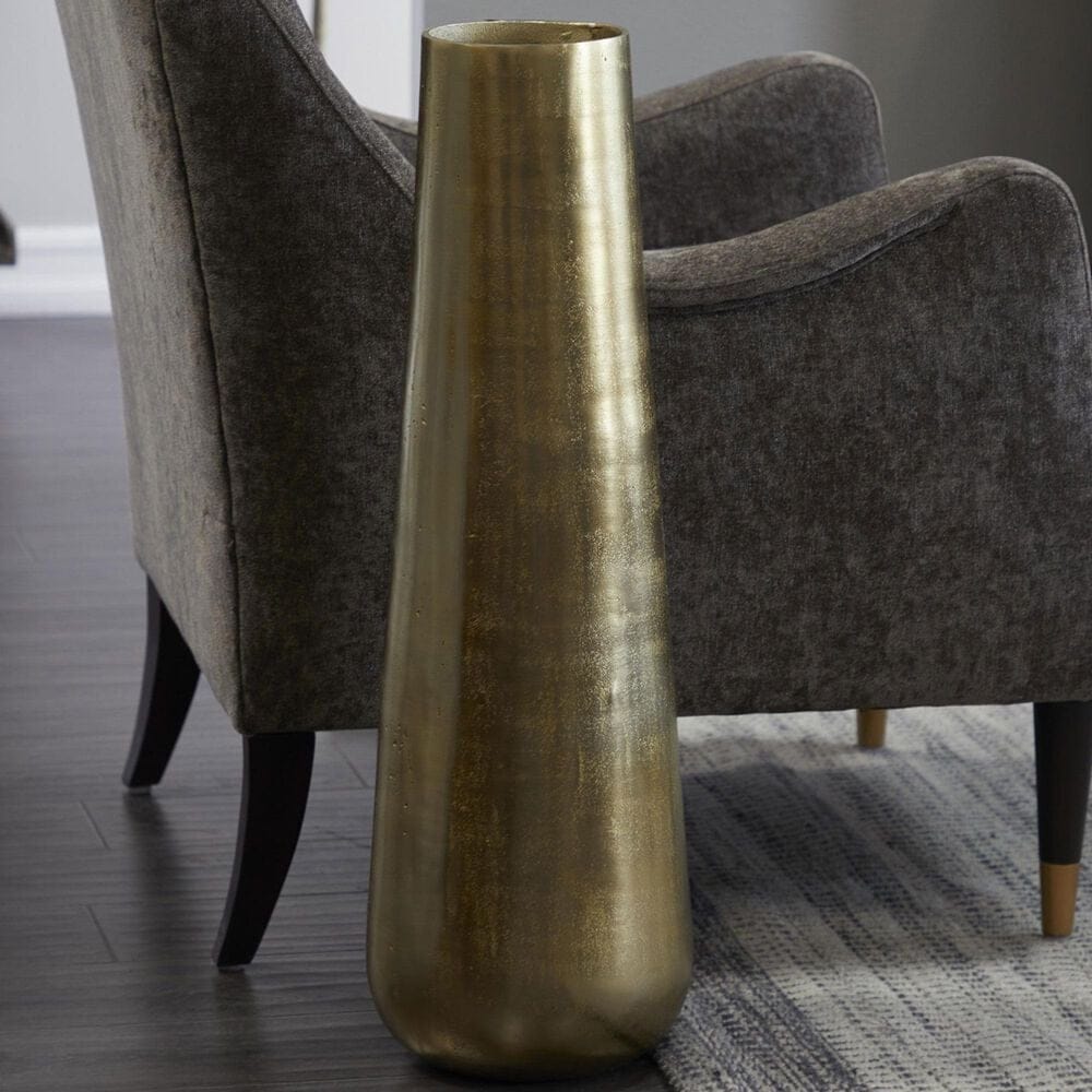 Maple and Jade Aluminum Metal Decorative Vase in Polished Gold, , large
