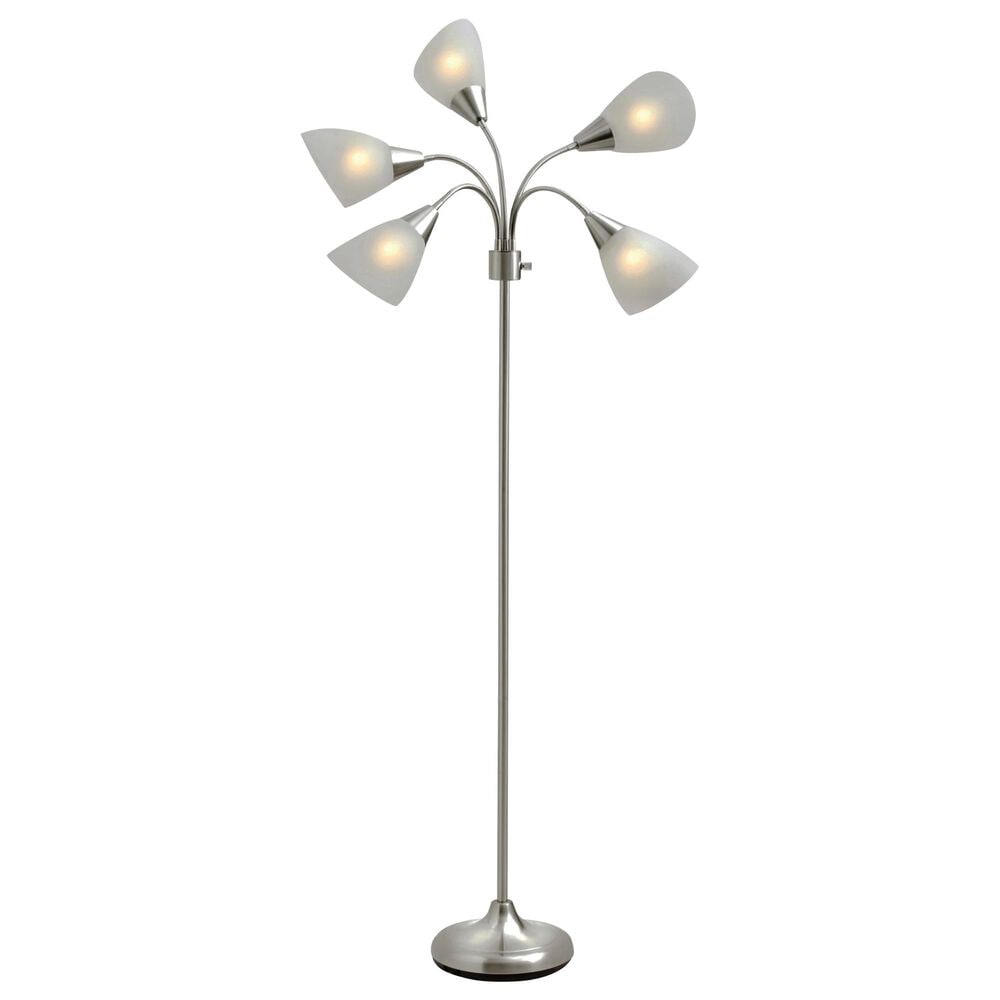 Adesso 5-Light Floor Lamp in Brushed Steel, , large