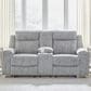 Ashley Buntington Double Manual Reclining Loveseat in Pewter, , large