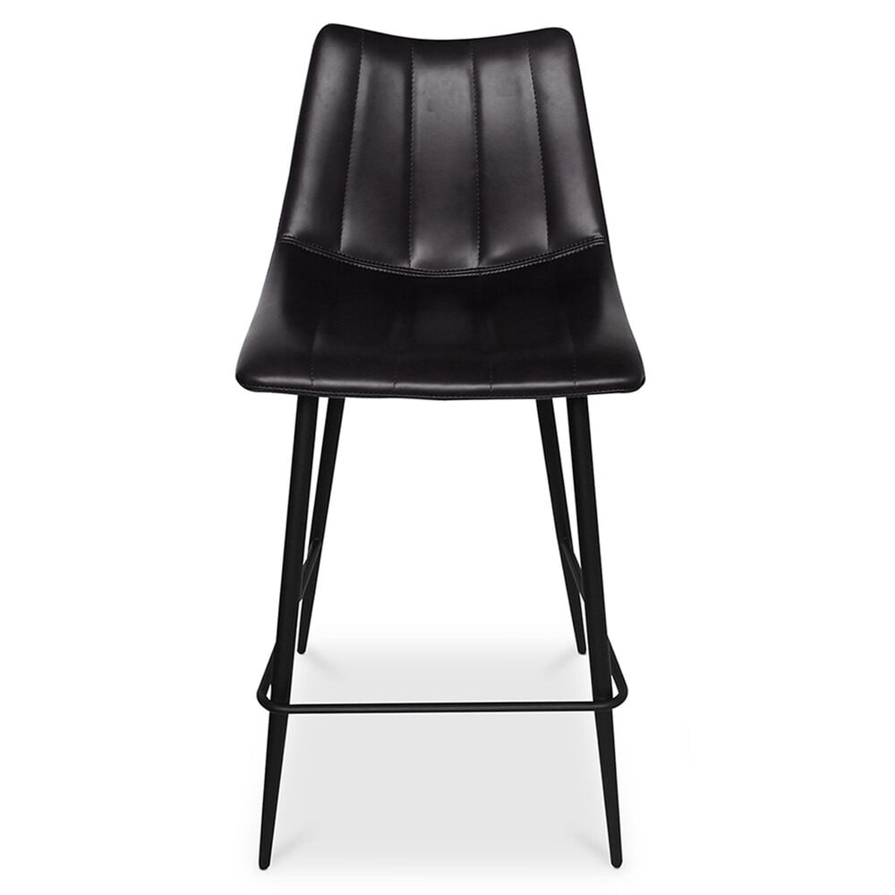 Moe's Home Collection Alibi Counter Stool in Black Faux Leather, , large