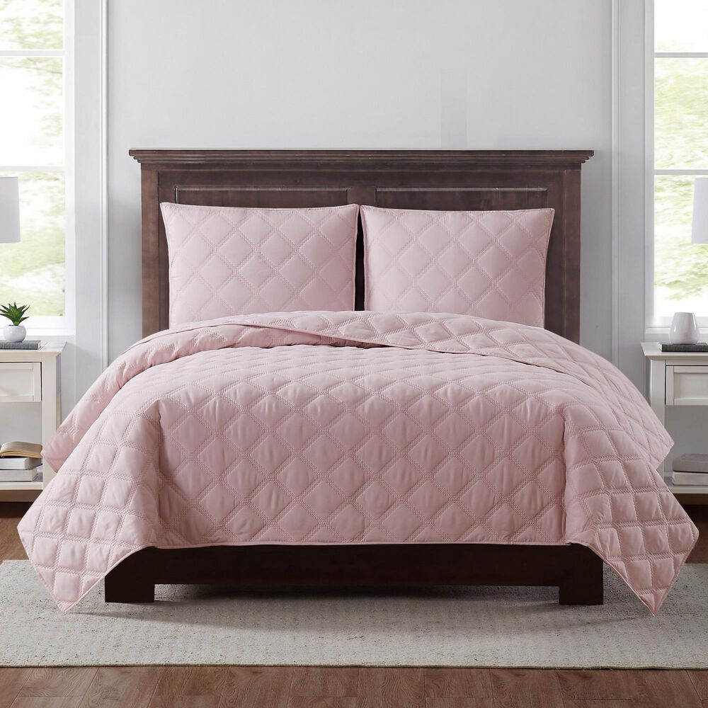Pem America Truly Soft Everyday 3-Piece Full/Queen Quilt Set in Blush, , large