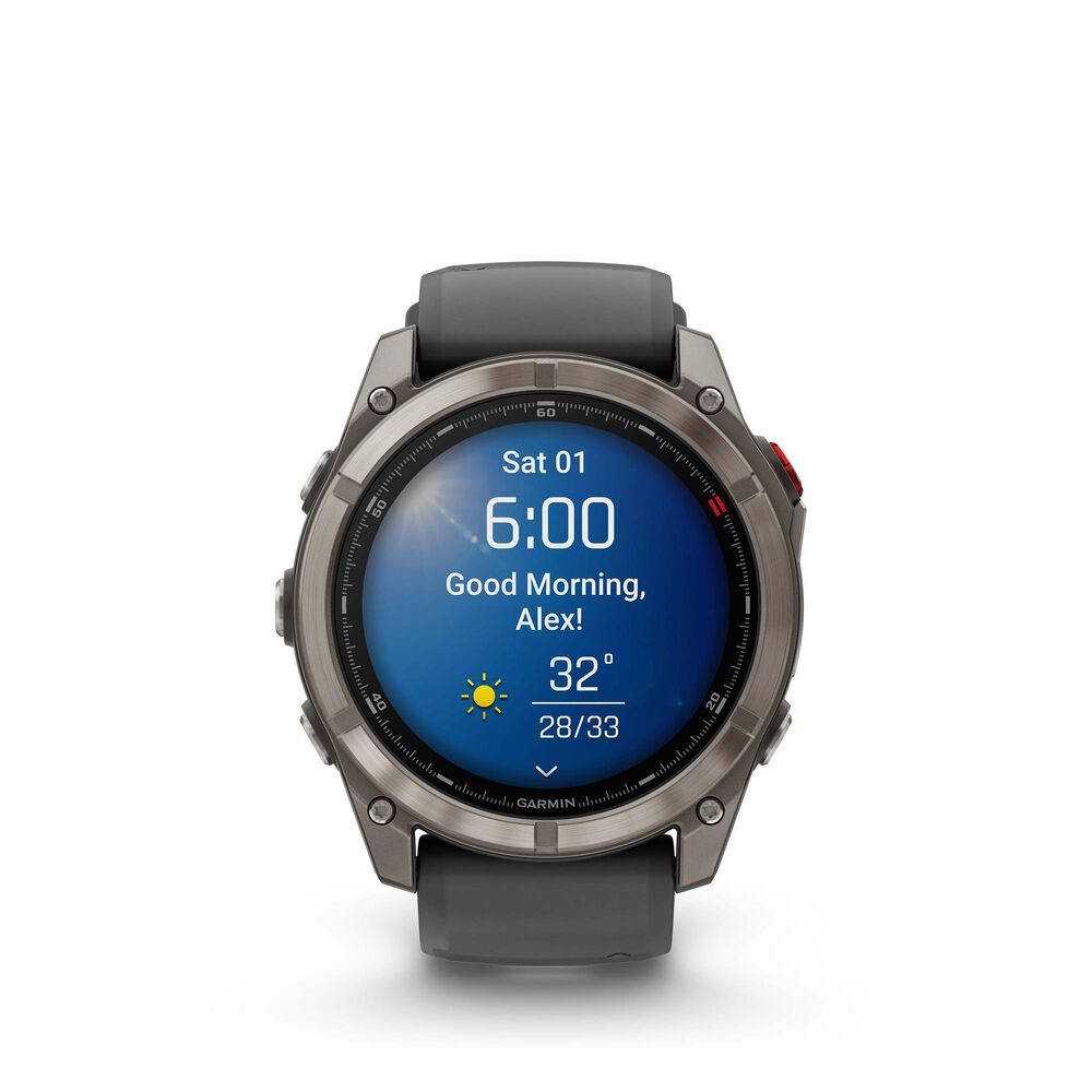Garmin Fenix 8 Pro Sapphire AMOLED Smartwatch 51mm Titanium Case with Graphite Black Silicone Band, , large