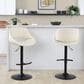 LumiSource Fabrico Swivel Adjustable Bar Stool with Cream Faux Leather Upholstery and Rounded T Footrest in Black (Set of 2), , large