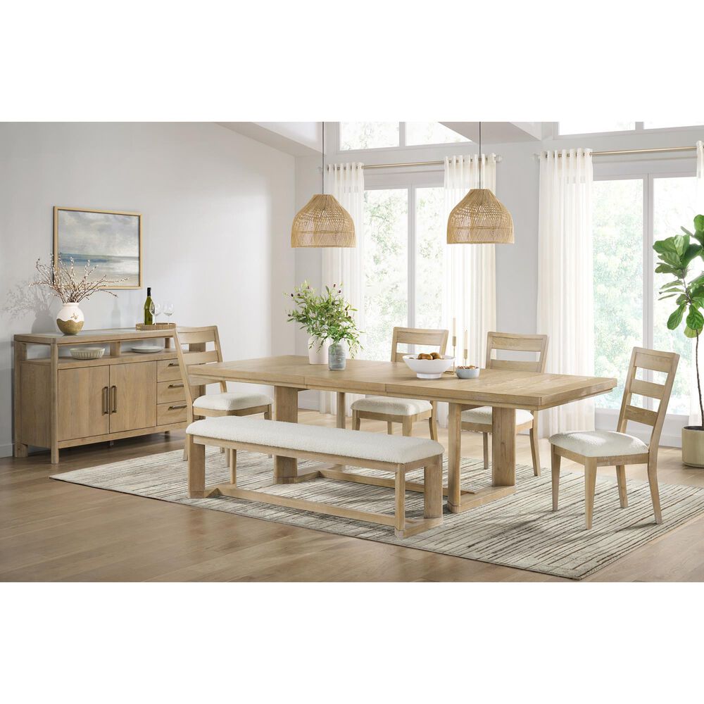 Emerald Home Furnishings Pacific Grove Trestle Dining Table in Sand Dune Brown - Table Only, , large