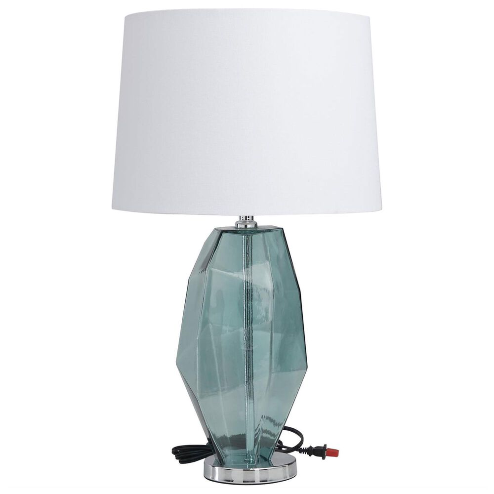 Maple and Jade Glass Angular Table Lamp in Teal, , large