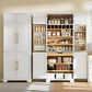 HOMLUX HOMLUX 78.2" Tall Farmhouse Kitchen Pantry Cabinet with 8 Door Shelves, Storage Cabinet with 4 Adjustable Shelves, Hidden Drawer, Wine Rack, Versatile Cupboard for Kitchen, Dining & Bathroom, Retro White, , large