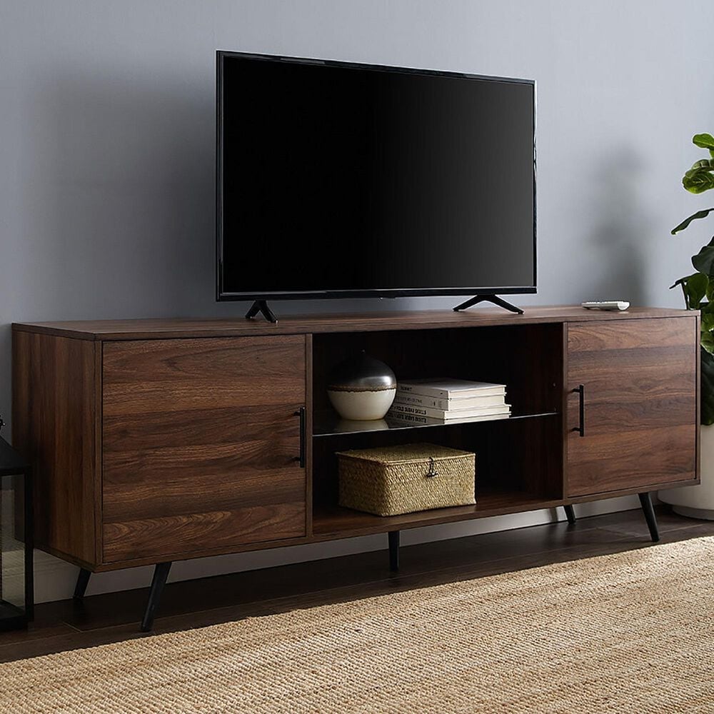 Walker Edison Nora 70&quot; 2-Door TV Console in Dark Walnut, , large