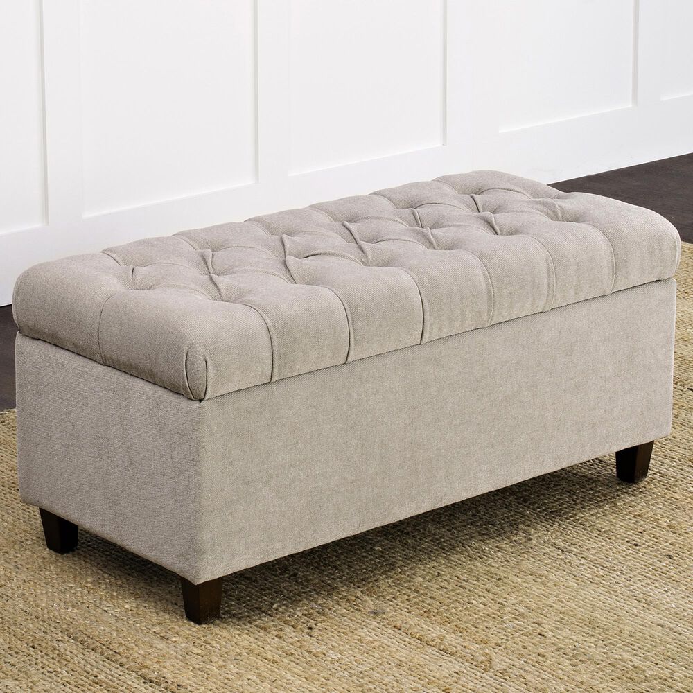 Kinfine Ainsley Storage Bench with Gray Cushion in Dark Walnut, , large