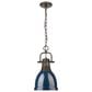 Golden Lighting Duncan 1-Light Small Pendant with Chain and Matte Navy Shade in Rubbed Bronze, , large