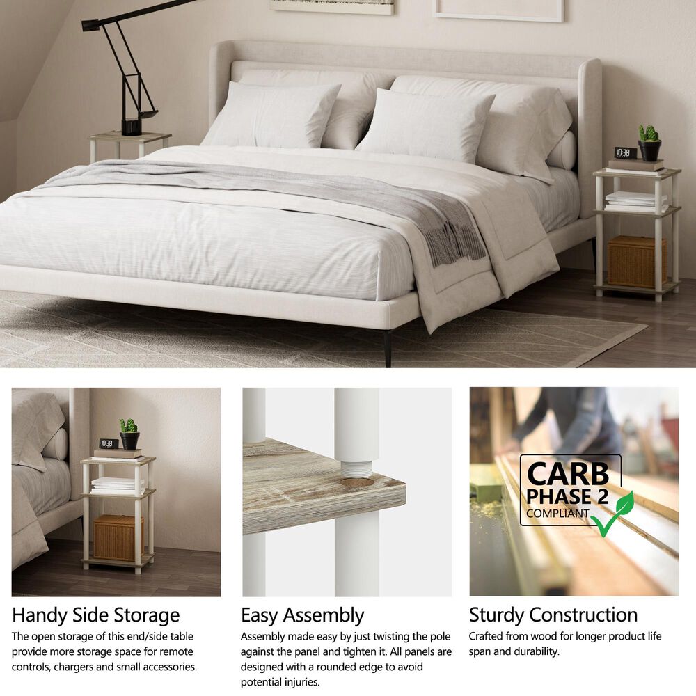 HOMLUX 3-Tier End Table in Sonoma Oak and White, , large