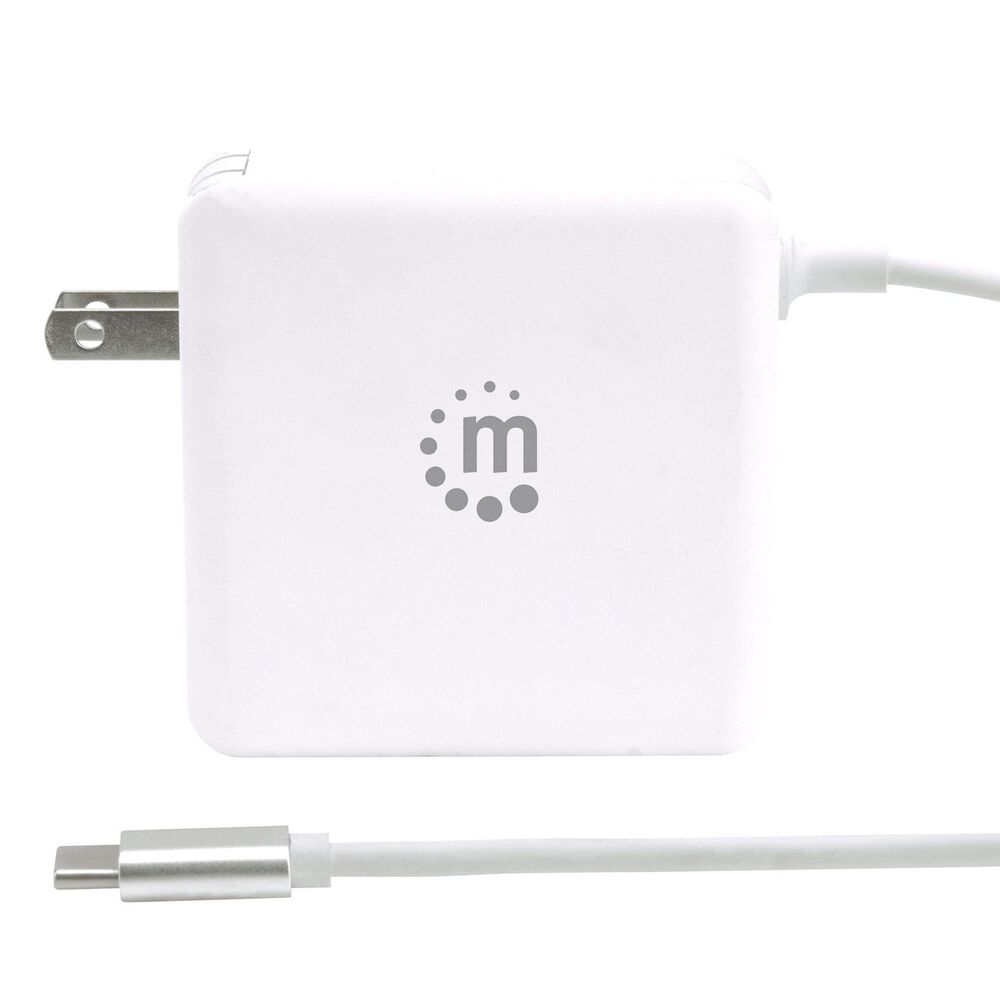 Manhattan Power Delivery Wall Charger with Built-in USB-C Cable in White, , large