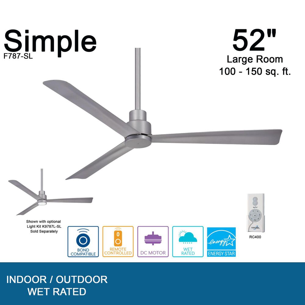 Minka-Aire Simple 52" Indoor/Outdoor Ceiling Fan in Silver, , large