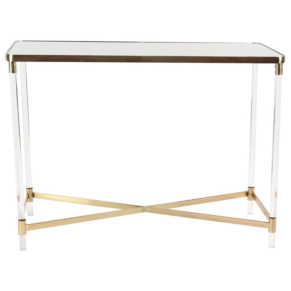 Maple and Jade 32" Rectangular Console Table with Mirrored Top in Gold, , large