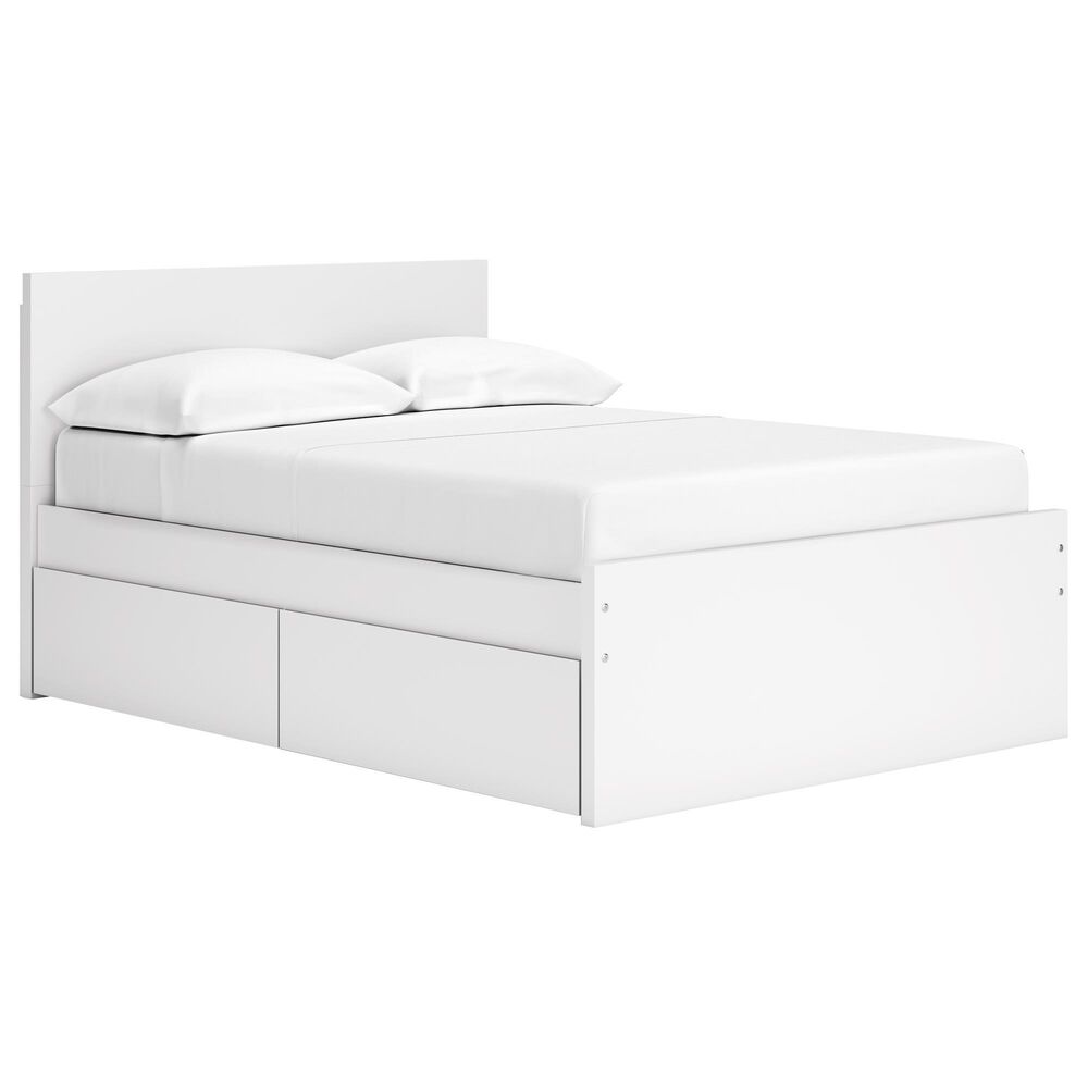 Ashley Onita Full Panel Platform Bed with 2 Side Storage in White, , large